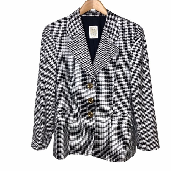 Gianfranco Ferre Jackets & Blazers - Gianfranco Ferre Houndstooth Blazer Vintage Size 12 Gold Buttons